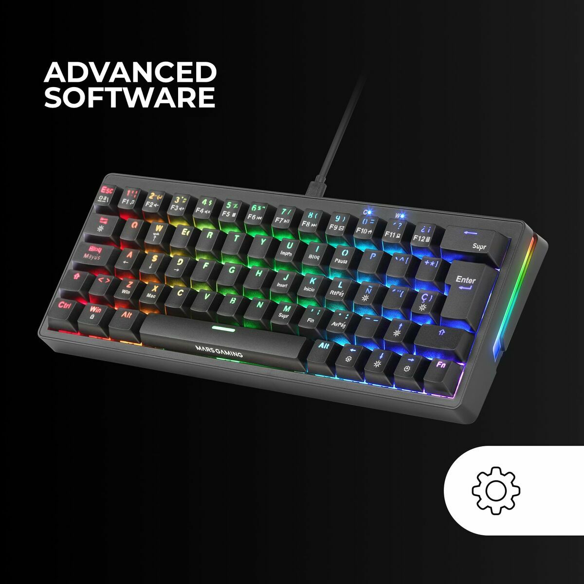 Gaming Keyboard Mars Gaming MKMINIPROYES Qwerty US Black-3