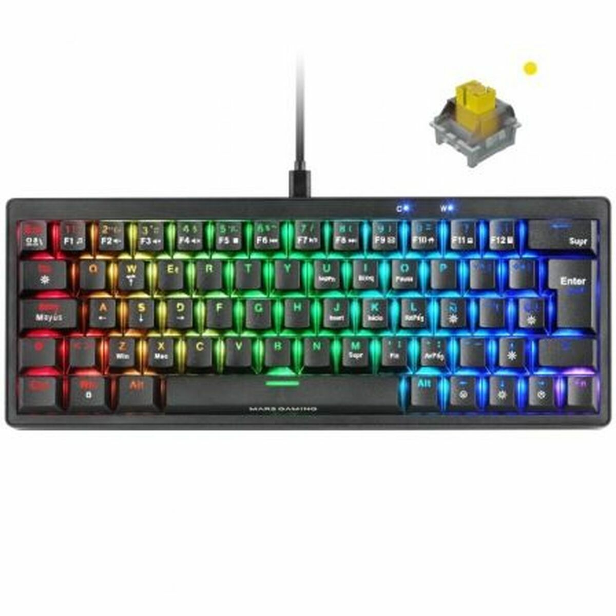 Gaming Keyboard Mars Gaming MKMINIPROYES Qwerty US Black-21